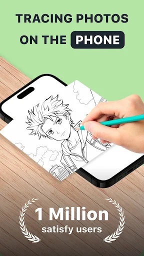 Trace photo on phone: hand drawing anime character with stylus pen using AR tracing feature