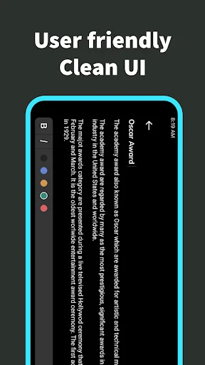 Black Notepad sidebar with color theme customization options and clean user interface for notes organization