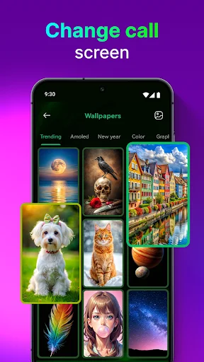 Wallpaper browser with 1000+ call screen theme designs: nature, animals, anime, architecture and trending personalization