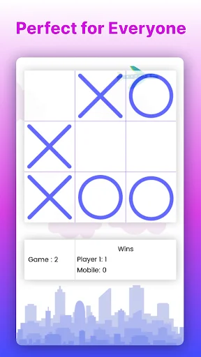 In-progress tic tac toe game board showing player moves and win tracking statistics