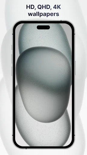 Smartphone displaying 4K HD wallpaper with 3D metallic sphere gradient design for mobile personalization