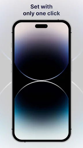 One-click wallpaper installation feature with geometric circular design on mobile phone screen