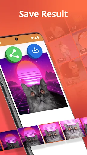 Save results interface with download button and social media sharing options for converted content