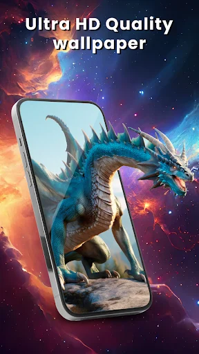 Ultra HD Quality wallpaper - Fantasy dragon wallpaper displayed on phone showing high-resolution aesthetic design