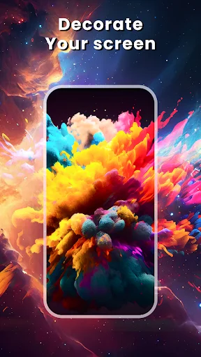 Decorate Your screen - Vibrant colorful paint splash effect wallpaper preview on smartphone for screen personalization