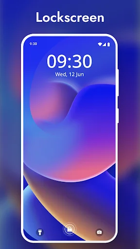 Custom blue to pink gradient lock screen displaying time 09:30 with personalized wallpaper design for iPhone