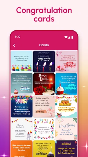 Congratulation greeting cards collection with birthday, wedding, anniversary, and celebration designs for occasion e-cards