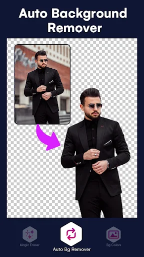 Auto Background Remover showing automatic background removal comparison with before and after preview