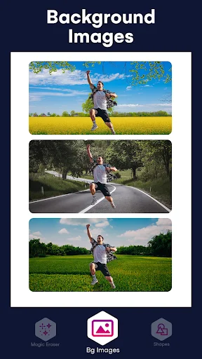 Background Images gallery displays landscape and nature photos available for adding new edited backgrounds