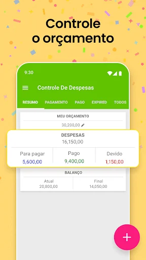 Expense control dashboard for party budget tracking showing spending totals and payment breakdown