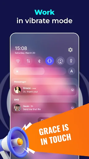 Lock screen display with multiple message notifications in vibration mode on Android device