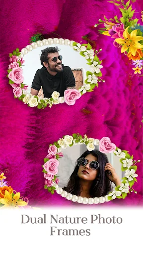 Dual nature photo frames with decorative flower borders for creating multi-photo collages and layouts