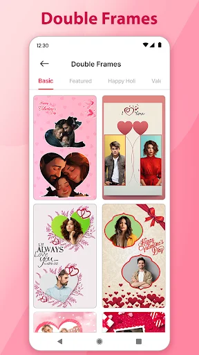 Gallery of double romantic frame templates with couple and anniversary designs