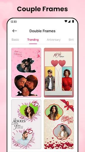 Double romantic frame templates for couples featuring themed frame designs