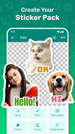 Create sticker packs: design multiple photo stickers with text and tools for personalized communication stickers