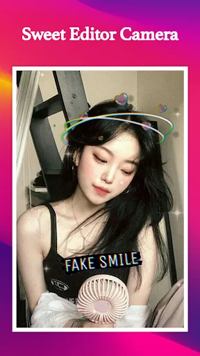 Beauty filter with rainbow headband and colorful crown sticker decorations
