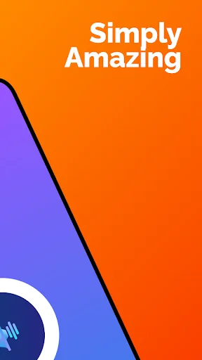 Volume Booster Loud Speaker app marketing screen showing 'Simply Amazing' tagline emphasizing ease of use